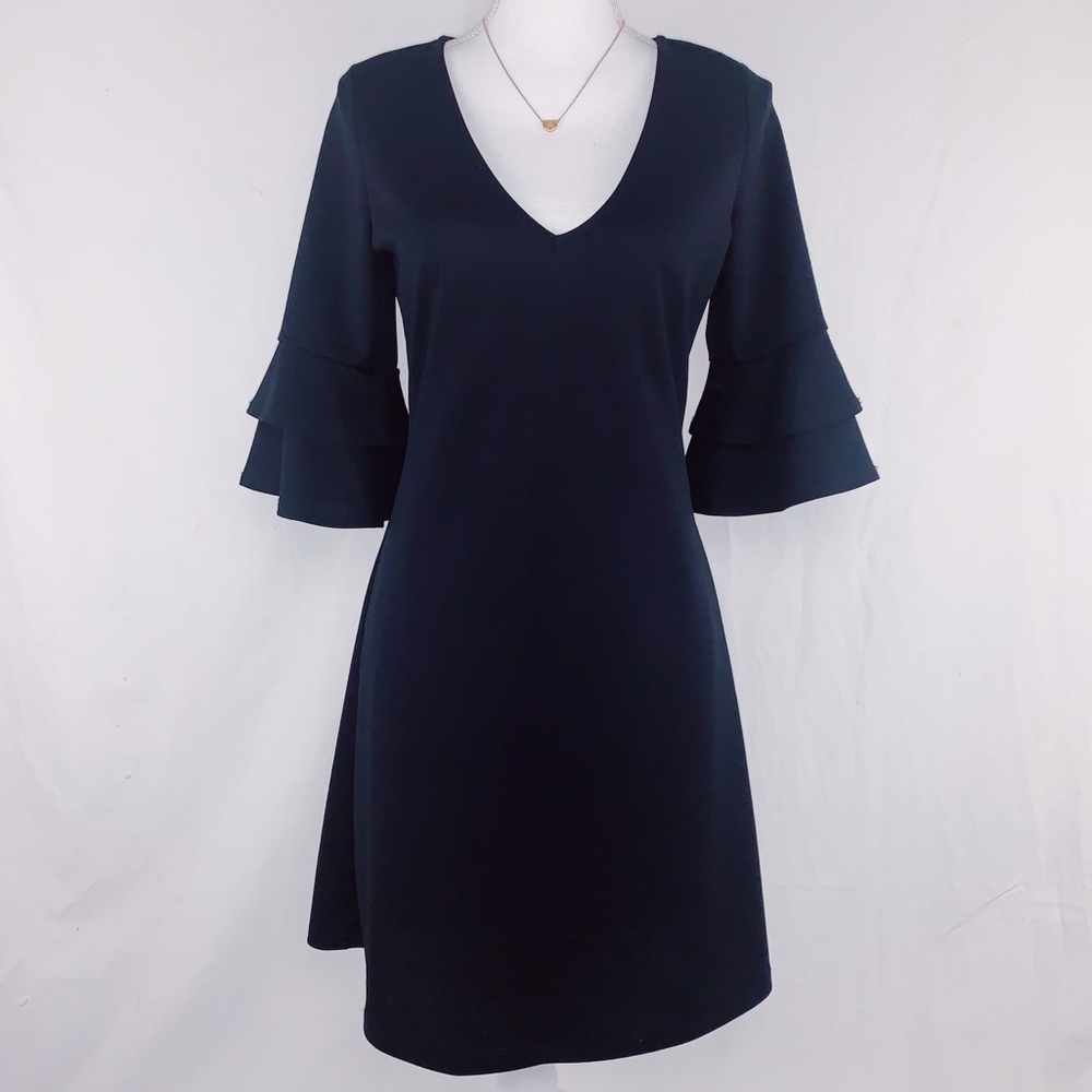 Vanity Room V-Neck Ruffled Crepe Dress